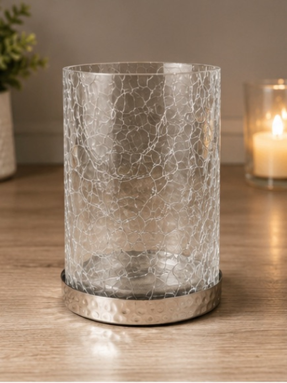 Glass with Metal Bottom Makeup Brush Holder